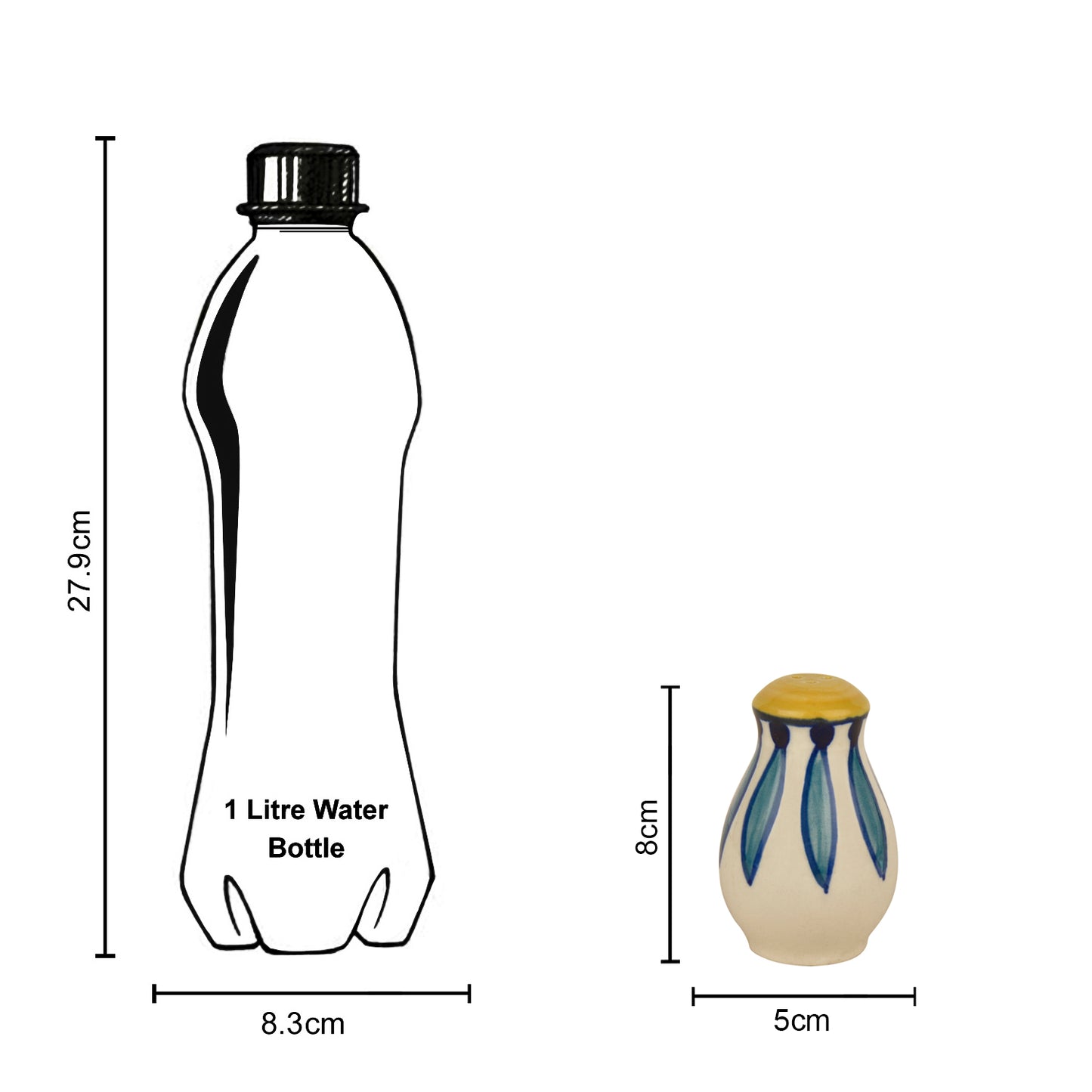 "Kyoto Collection" Handpainted Ceramic Salt and Pepper Shaker (Set of 2, White and Blue ) - View 6