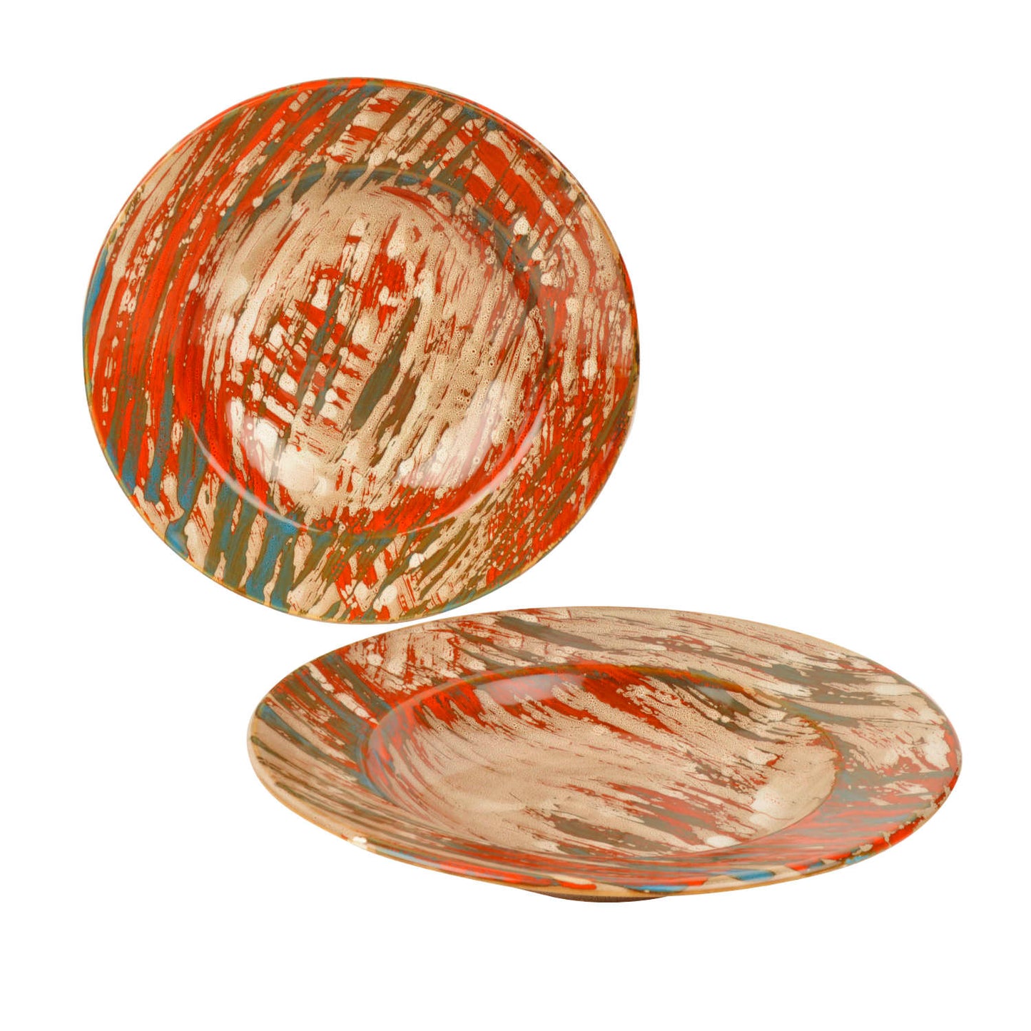 Hand Brush Stroke Ceramic Pasta Serving Plates (9 inches , Set of 2, Multicolor) - View 3