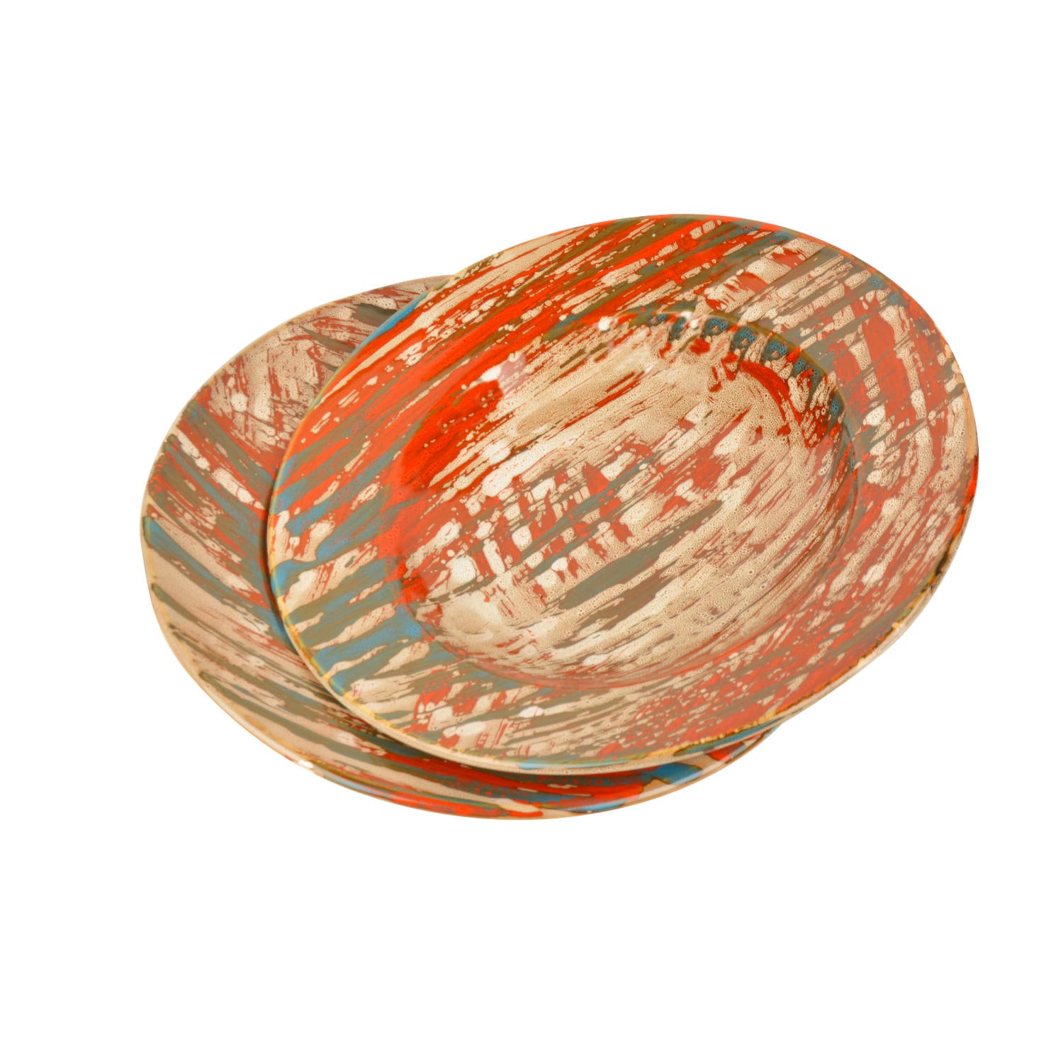Hand Brush Stroke Ceramic Pasta Serving Plates (9 inches , Set of 2, Multicolor) - View 4
