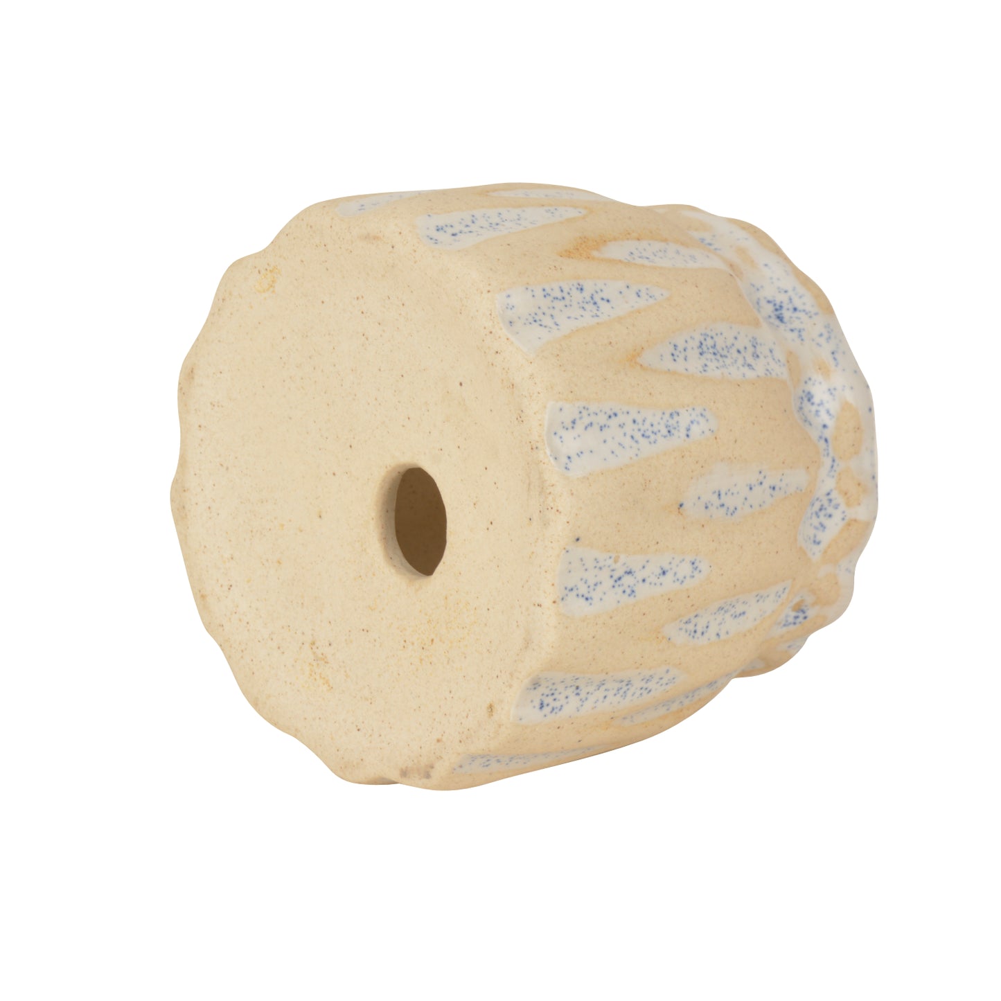 Hand Painted Dual Tone Ceramic Planter Pot (Beige and Blue, Diameter - 8 cm, Height - 8 cm) - View 5