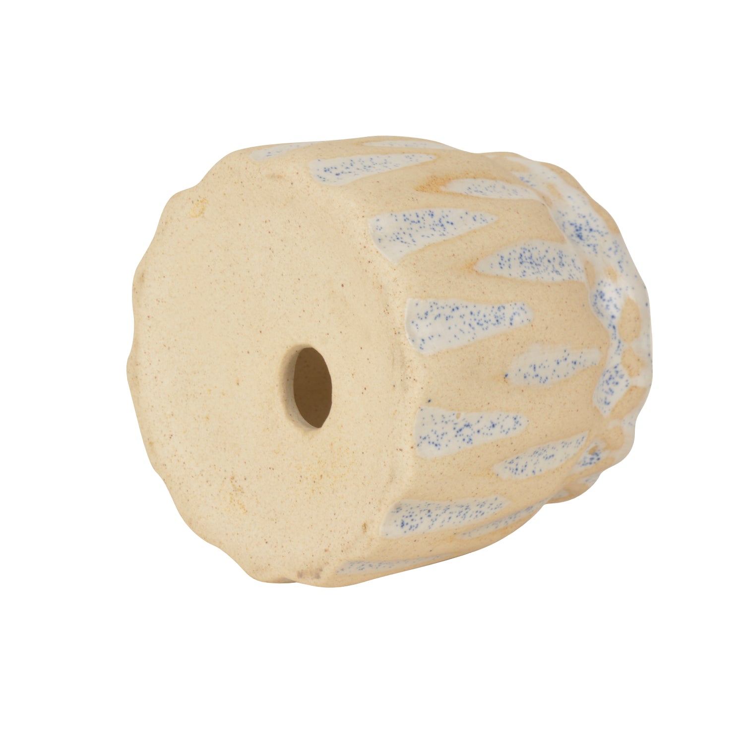 Hand Painted Dual Tone Ceramic Planter Pot (Beige and Blue, Diameter - 8 cm, Height - 8 cm) - View 5