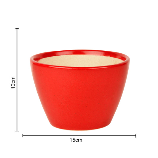 Hand Painted Ceramic Planter Pot (Red, Diameter - 15 cm, Height - 10 cm) - View 2