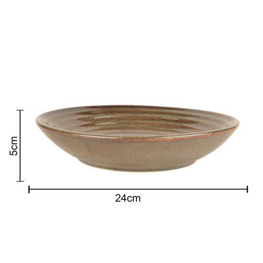 “Dove Blue Symphony Collection” Studio Pottery Ceramic Shallow Serving Bowl (Dove Blue , Diameter - 24 cm, 800 ml) - View 2
