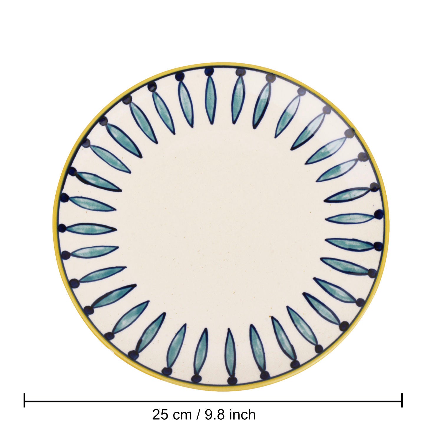 " Kyoto Collection " Handpainted Ceramic Dinner Serving Plates (Set of 4, White and Blue, 10 inches) - View 2