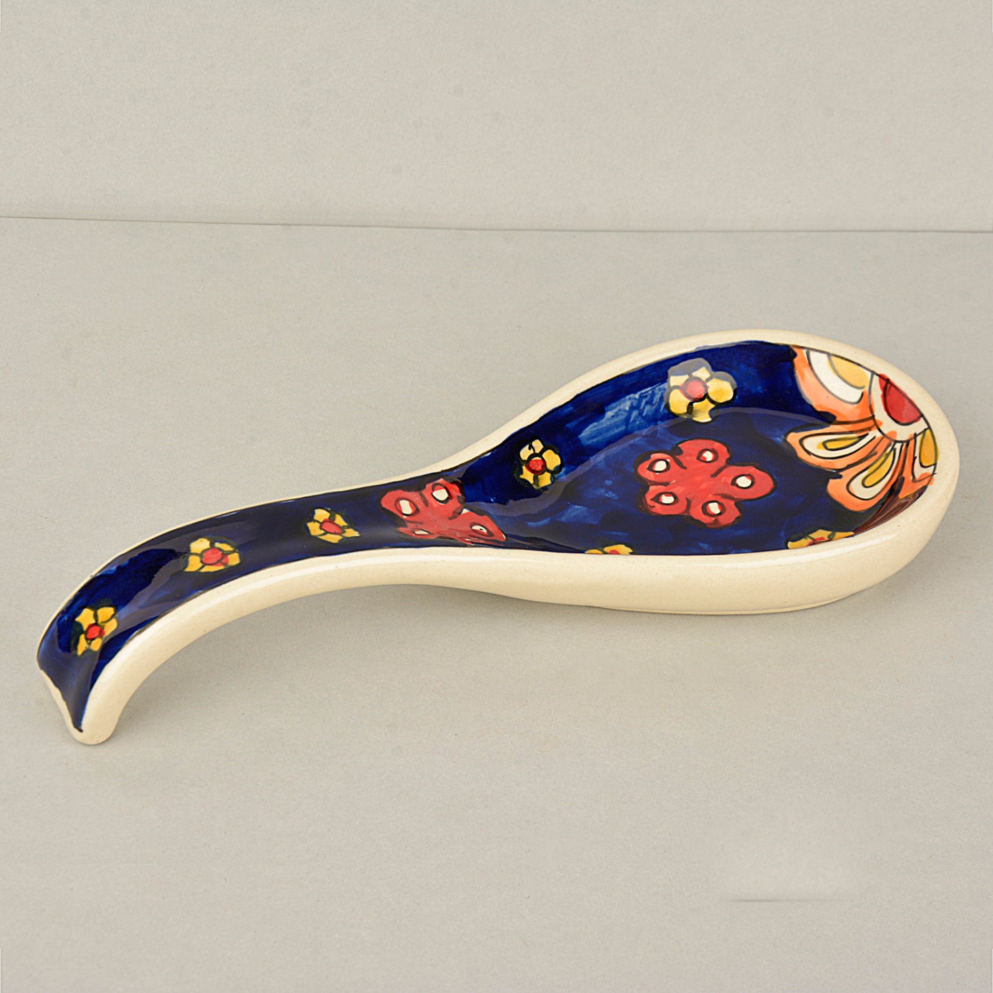 Hand Painted Ceramic Spoon Rest (Blue, Length - 22 cm, Width - 9 cm) - View 3