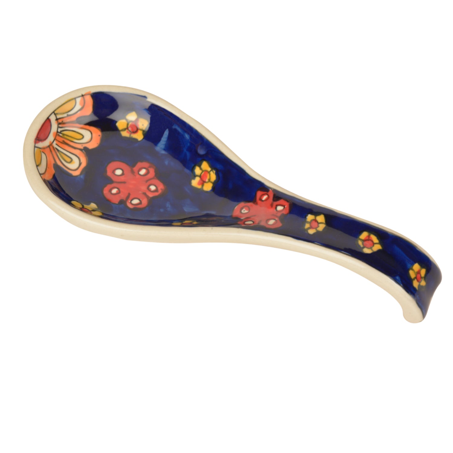 Hand Painted Ceramic Spoon Rest (Blue, Length - 22 cm, Width - 9 cm) - View 4