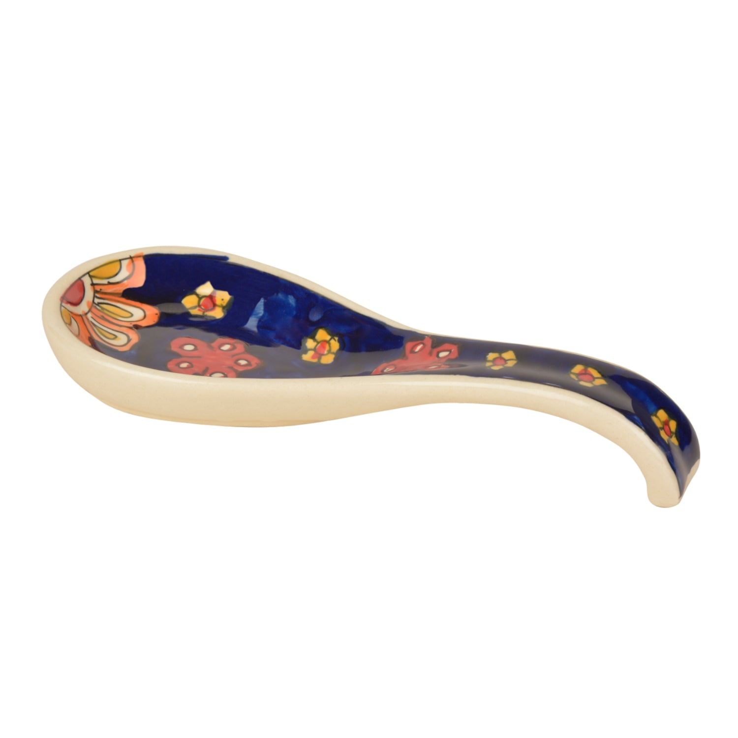 Hand Painted Ceramic Spoon Rest (Blue, Length - 22 cm, Width - 9 cm) - View 5