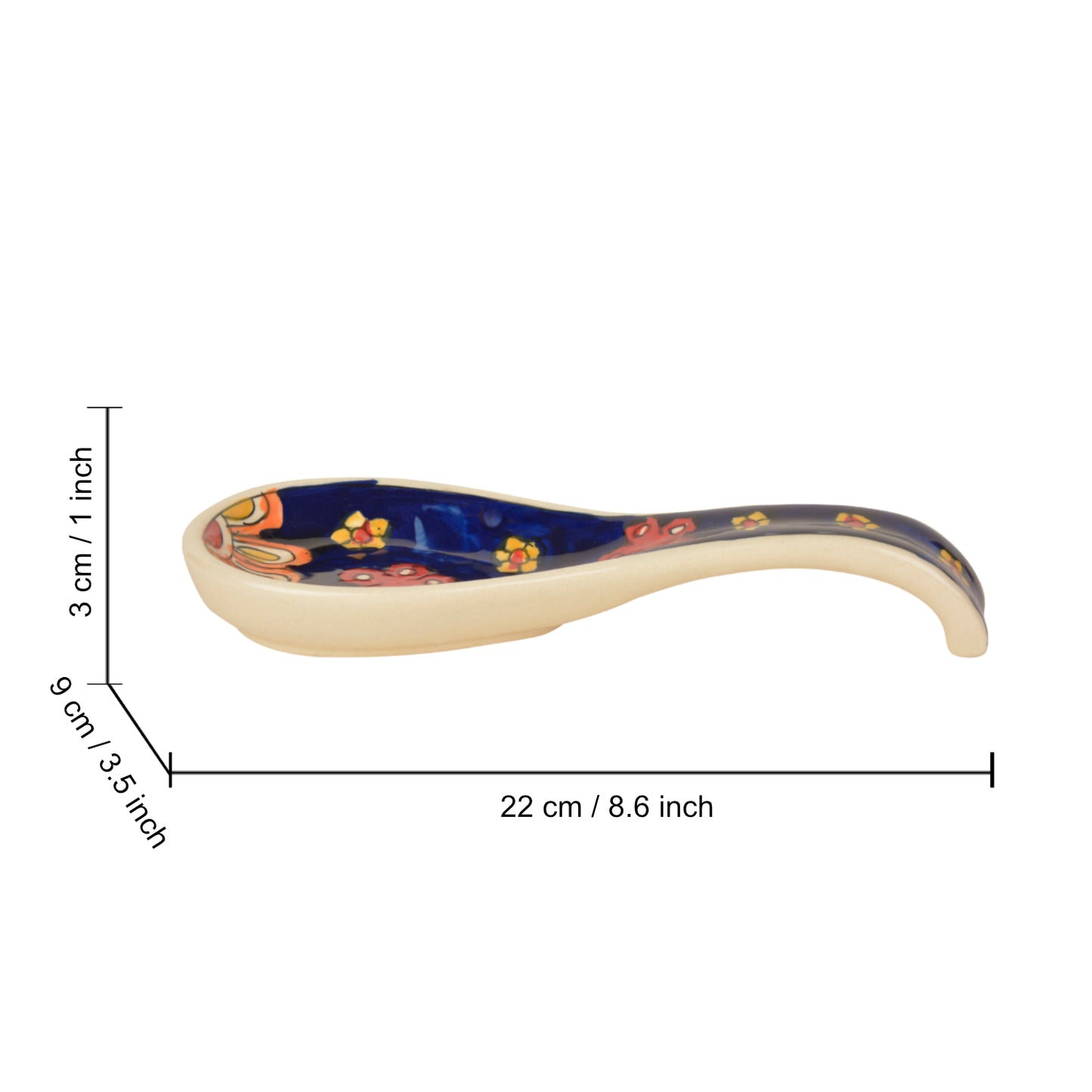 Hand Painted Ceramic Spoon Rest (Blue, Length - 22 cm, Width - 9 cm) - View 2