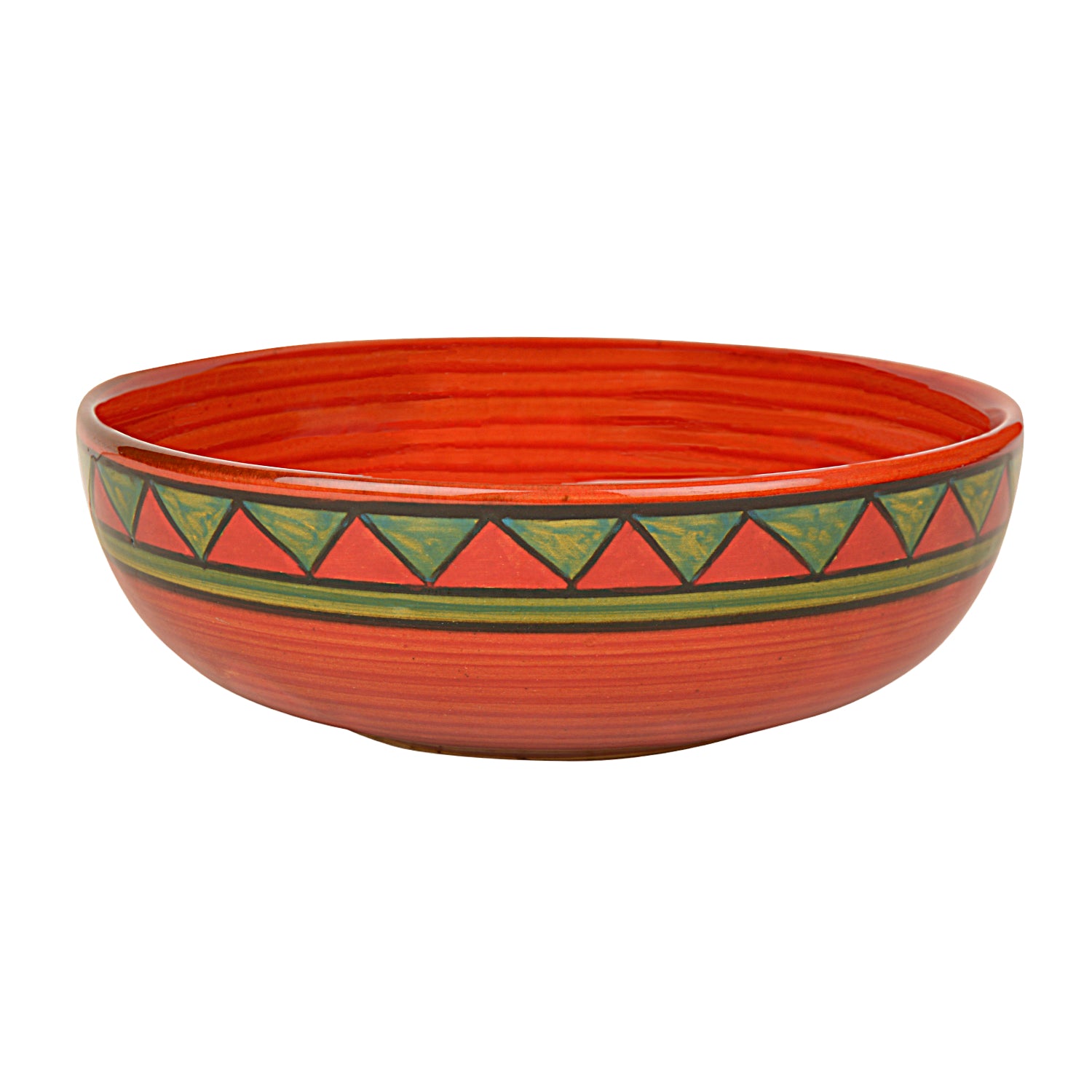 Hand Painted Ceramic Serving Bowl (Red and Green, Diameter - 17 cm, 750 ml) - View 3