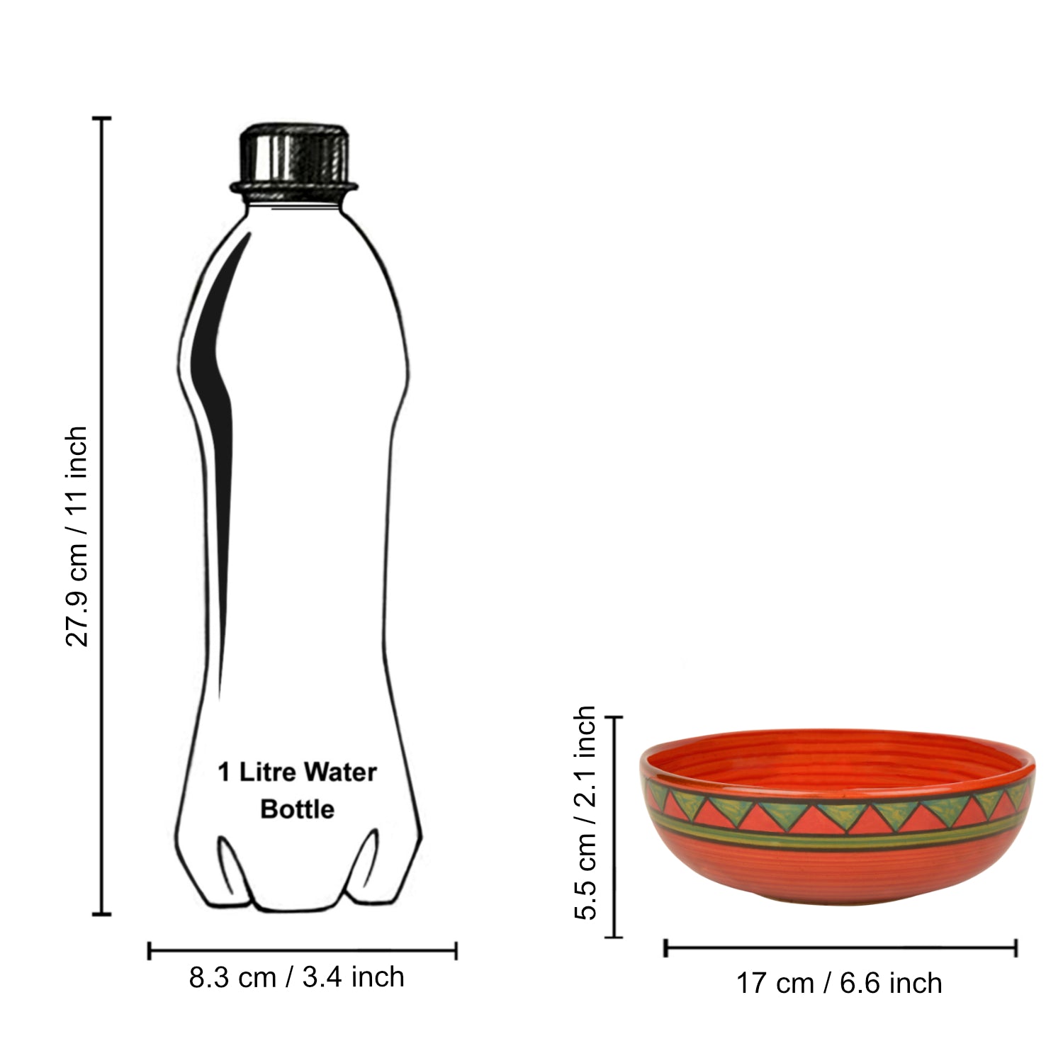 Hand Painted Ceramic Serving Bowl (Red and Green, Diameter - 17 cm, 750 ml) - View 4