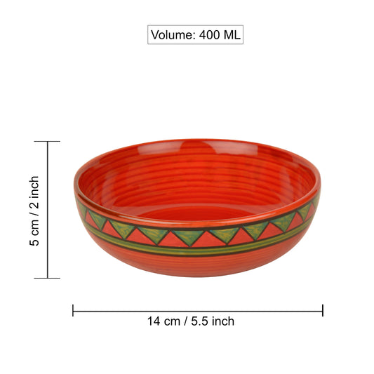 Hand Painted Ceramic Serving Bowls (Set of 2, Red and Green, 400 ml) - View 2