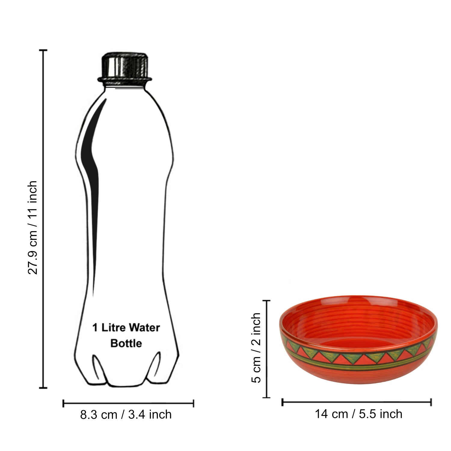 Hand Painted Ceramic Serving Bowls (Set of 2, Red and Green, 400 ml) - View 6