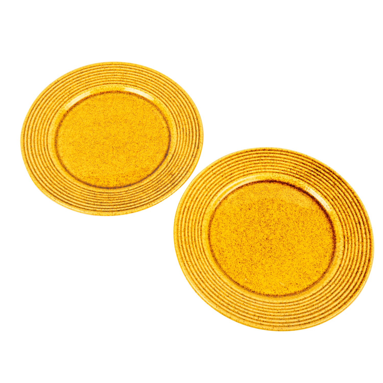 “California Spring Bloom” Studio Pottery Ceramic Dinner Serving Plates (Set of 2, Mustard Yellow , Diameter - 11 inches) - View 5
