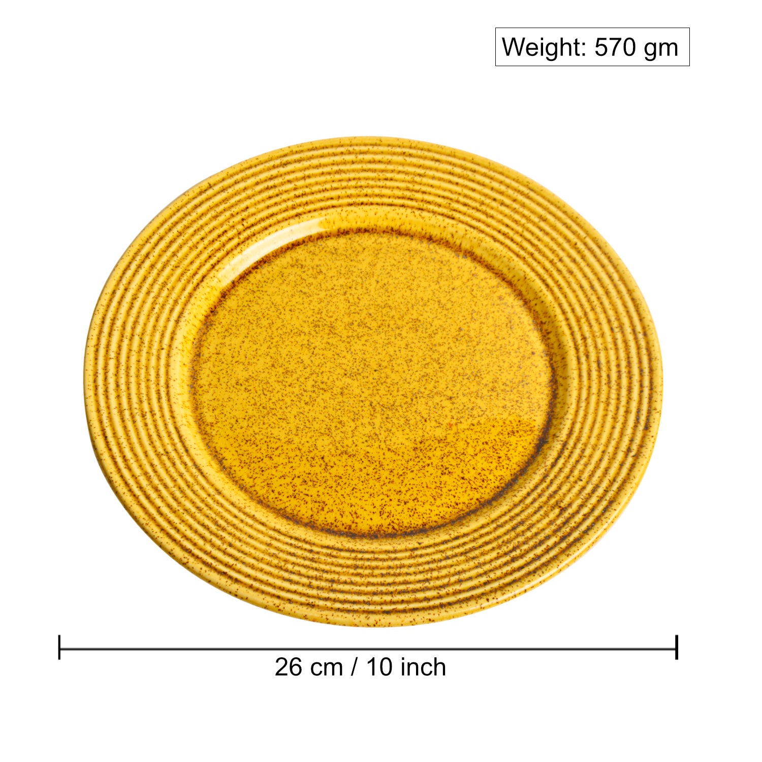 “California Spring Bloom” Studio Pottery Ceramic Dinner Serving Plates (Set of 2, Mustard Yellow , Diameter - 11 inches) - View 2