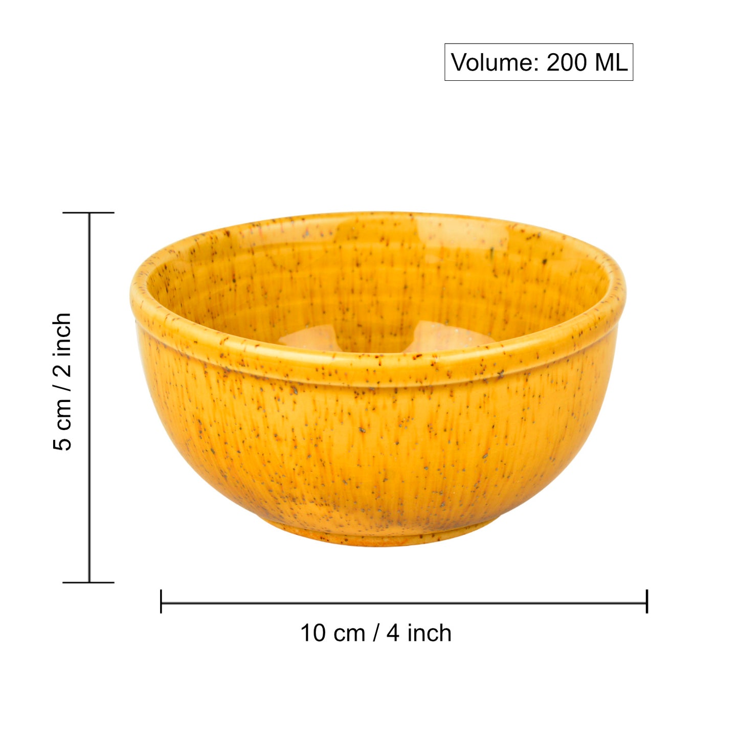 “California Spring Bloom” Studio Pottery Ceramic Dinner Serving Bowls (Set of 4, Mustard Yellow, 200 ml) - View 2