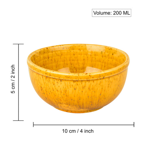 “California Spring Bloom” Studio Pottery Ceramic Dinner Serving Bowls (Set of 4, Mustard Yellow, 200 ml) - View 2