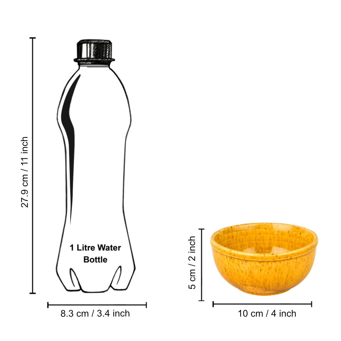 “California Spring Bloom” Studio Pottery Ceramic Dinner Serving Bowls (Set of 4, Mustard Yellow, 200 ml) - View 6