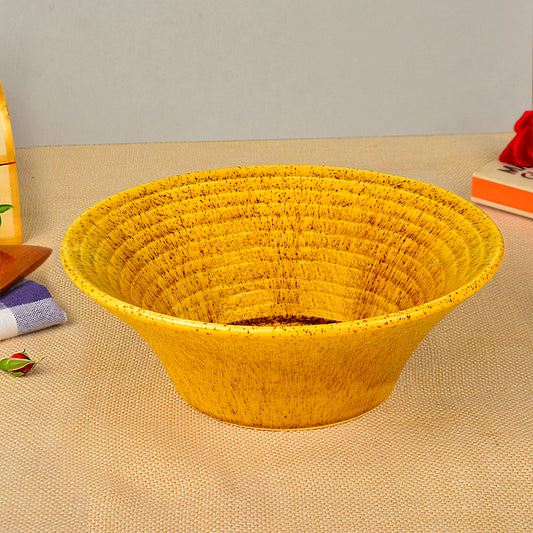 “California Spring Bloom” Studio Pottery Ceramic Serving Bowl (Mustard Yellow, Diameter - 20 cm, 850 ml )