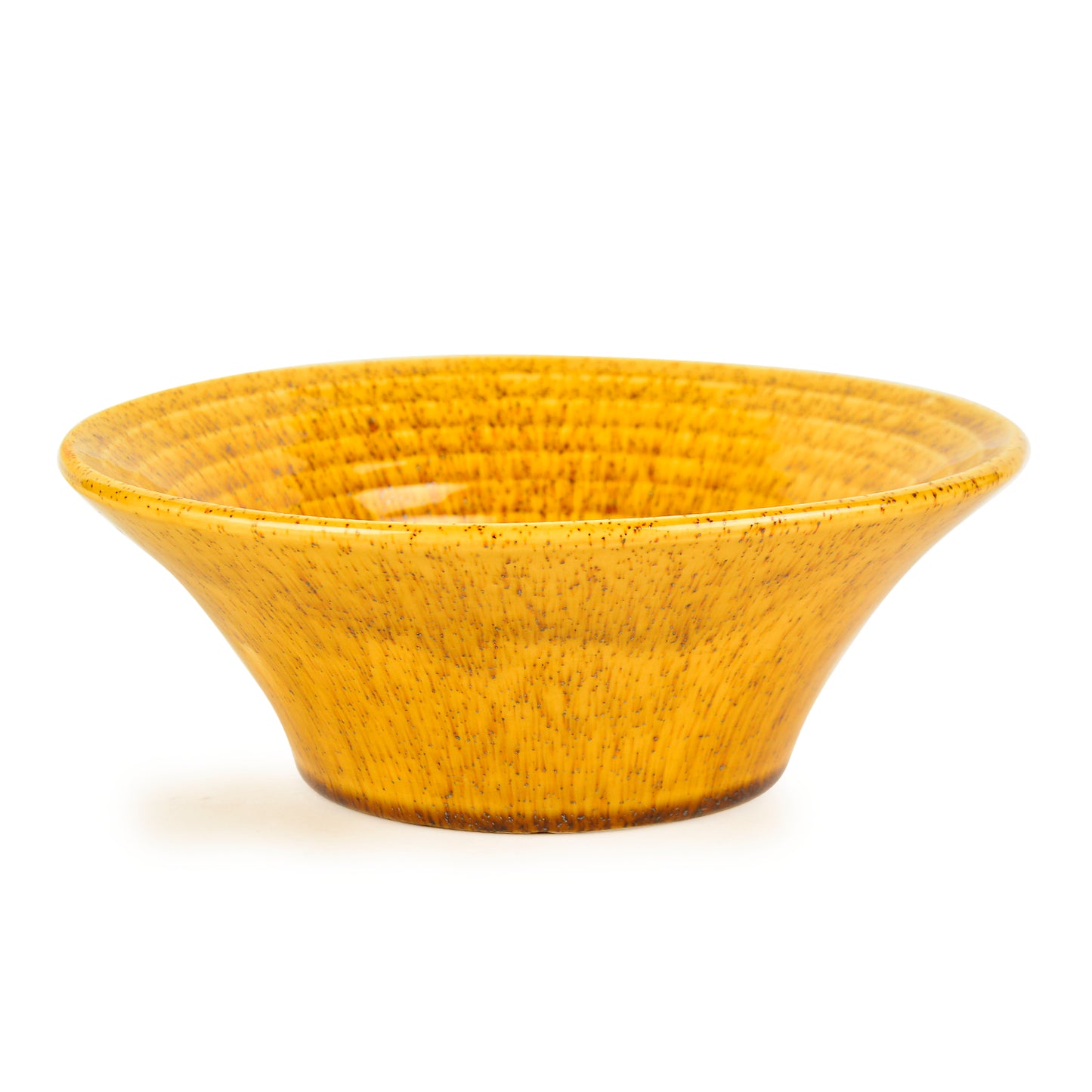 “California Spring Bloom” Studio Pottery Ceramic Serving Bowl (Mustard Yellow, Diameter - 20 cm, 850 ml ) - View 3