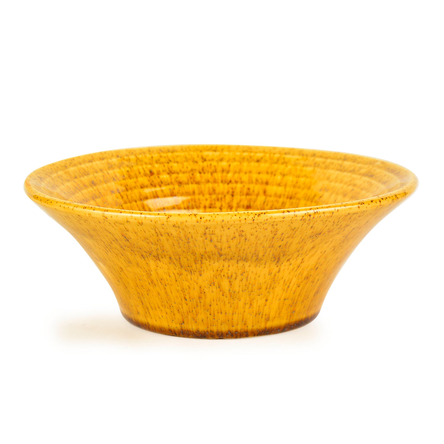 “California Spring Bloom” Studio Pottery Ceramic Serving Bowl (Mustard Yellow, Diameter - 20 cm, 850 ml ) - View 3