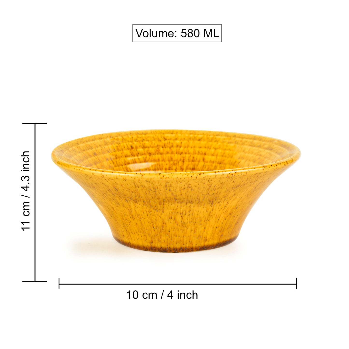 “California Spring Bloom” Studio Pottery Ceramic Serving Bowl (Mustard Yellow, Diameter - 20 cm, 850 ml ) - View 2