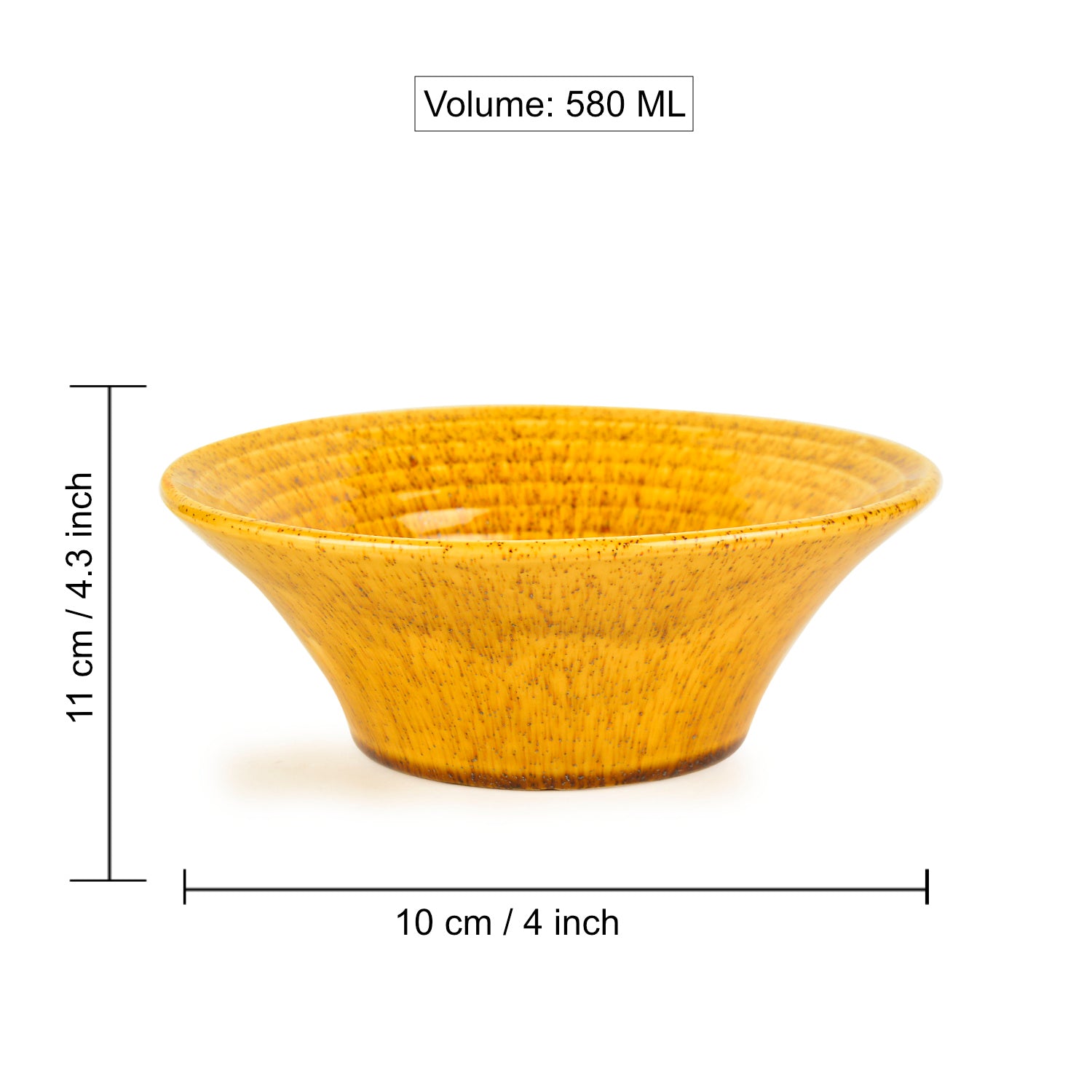 “California Spring Bloom” Studio Pottery Ceramic Serving Bowl (Mustard Yellow, Diameter - 20 cm, 850 ml ) - View 2