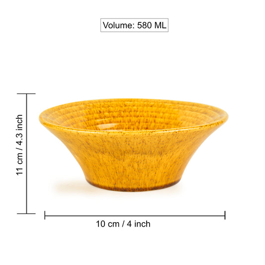 “California Spring Bloom” Studio Pottery Ceramic Serving Bowl (Mustard Yellow, Diameter - 20 cm, 850 ml ) - View 2