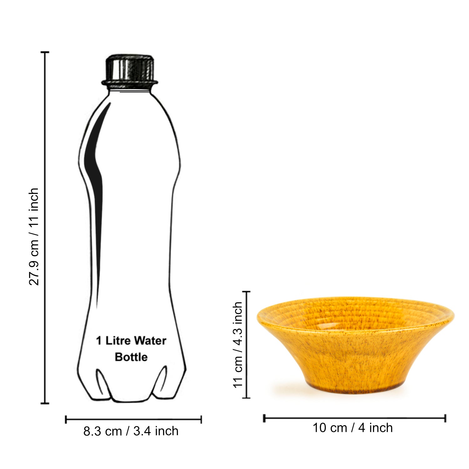“California Spring Bloom” Studio Pottery Ceramic Serving Bowl (Mustard Yellow, Diameter - 20 cm, 850 ml ) - View 6