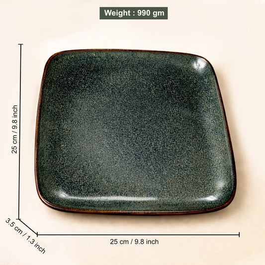 “Dove Blue Symphony Collection” Studio Pottery Ceramic Square Serving Platter (Dove Blue, L X B - 25 cm X 25 cm ) - View 2