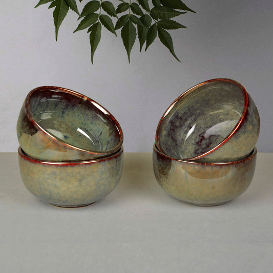 “Dove Blue Symphony Collection” Studio Pottery Ceramic Soup Bowls (Set of 4, Dove Blue , 300 ml)