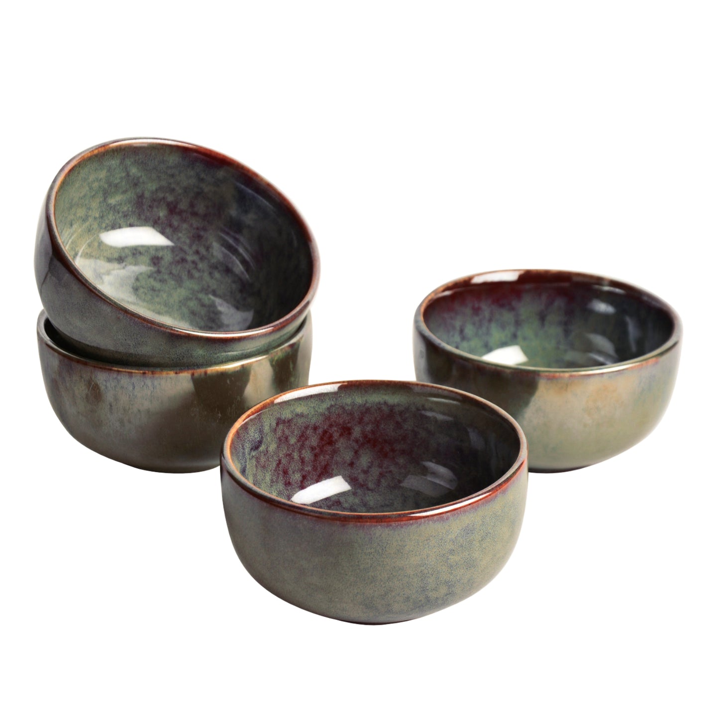 “Dove Blue Symphony Collection” Studio Pottery Ceramic Soup Bowls (Set of 4, Dove Blue , 300 ml) - View 3