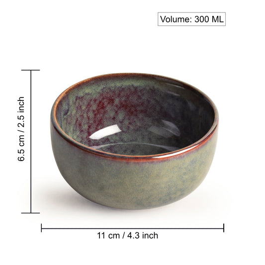 “Dove Blue Symphony Collection” Studio Pottery Ceramic Soup Bowls (Set of 4, Dove Blue , 300 ml) - View 2