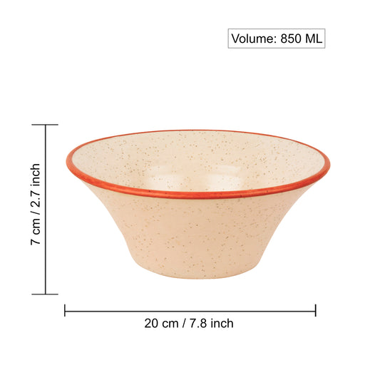 “Fiesta of Hope Collection” Studio Pottery Conical Matte Ceramic Serving Bowl (White and Brown, Diameter - 20 cm, 850 ml ) - View 2