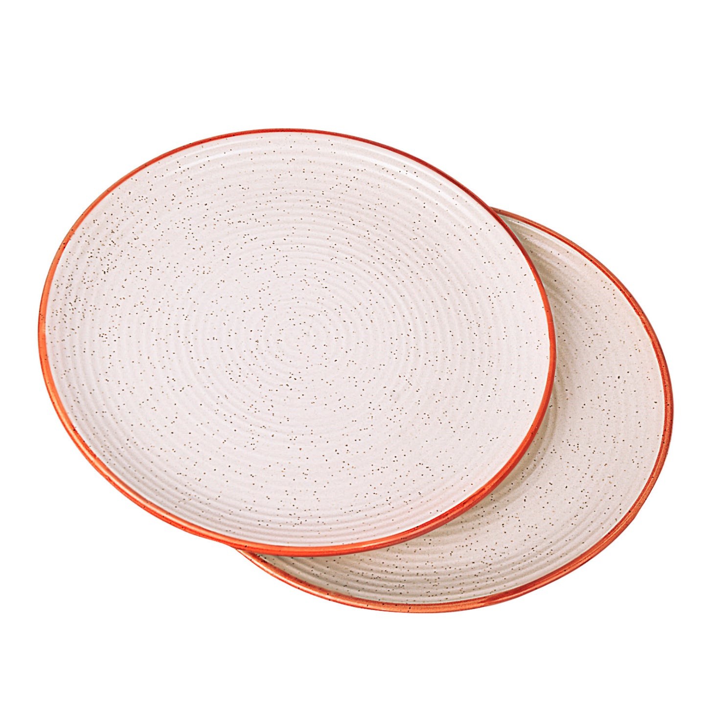 “Fiesta of Hope Collection” Studio Pottery Ribbed Ceramic Dinner Serving Plates (Set of 2, Off White , Diameter – 10 inches) - View 3