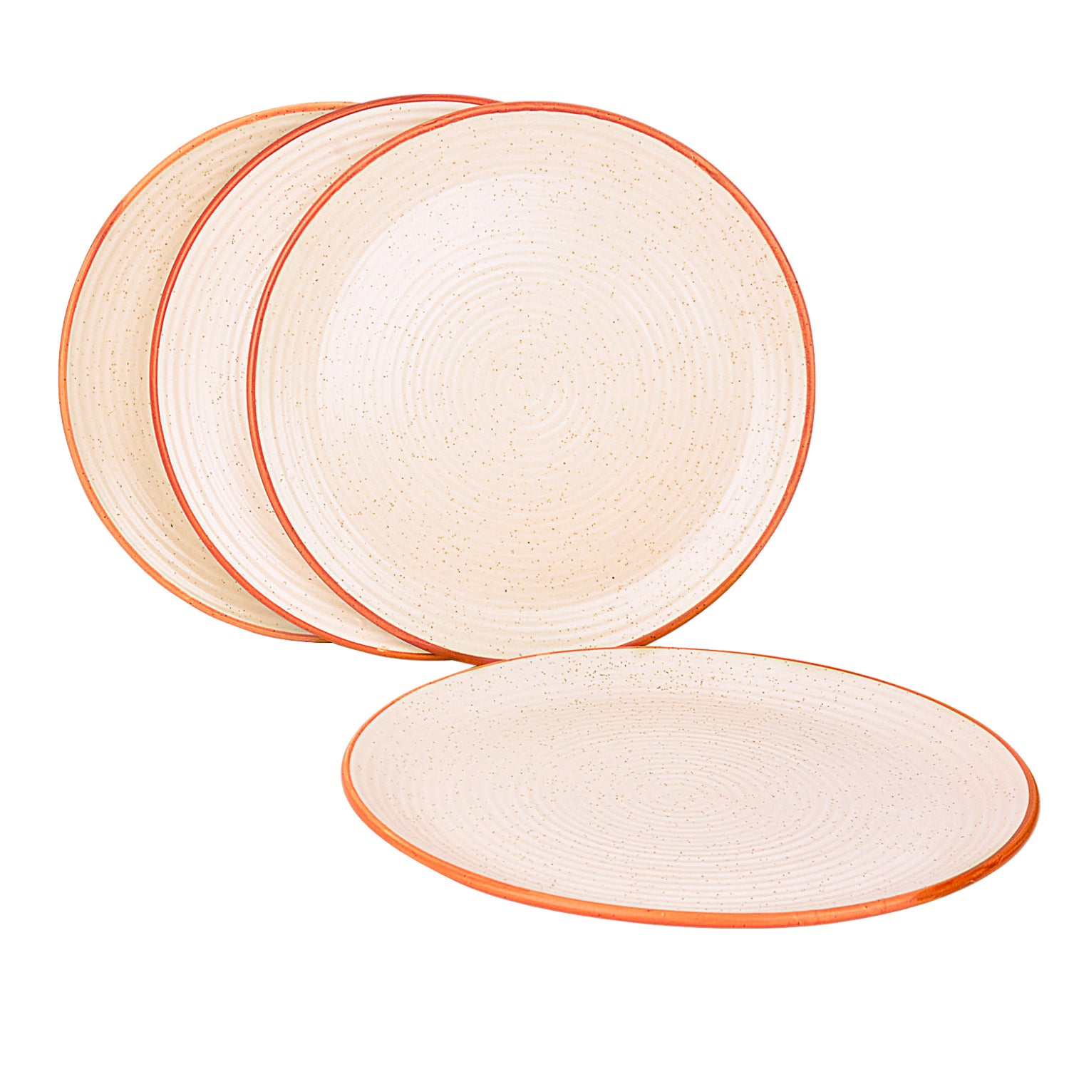 “Fiesta of Hope Collection” Studio Pottery Ribbed Ceramic Dinner Serving Plates (Set of 4, Off White , Diameter – 10 inches) - View 3