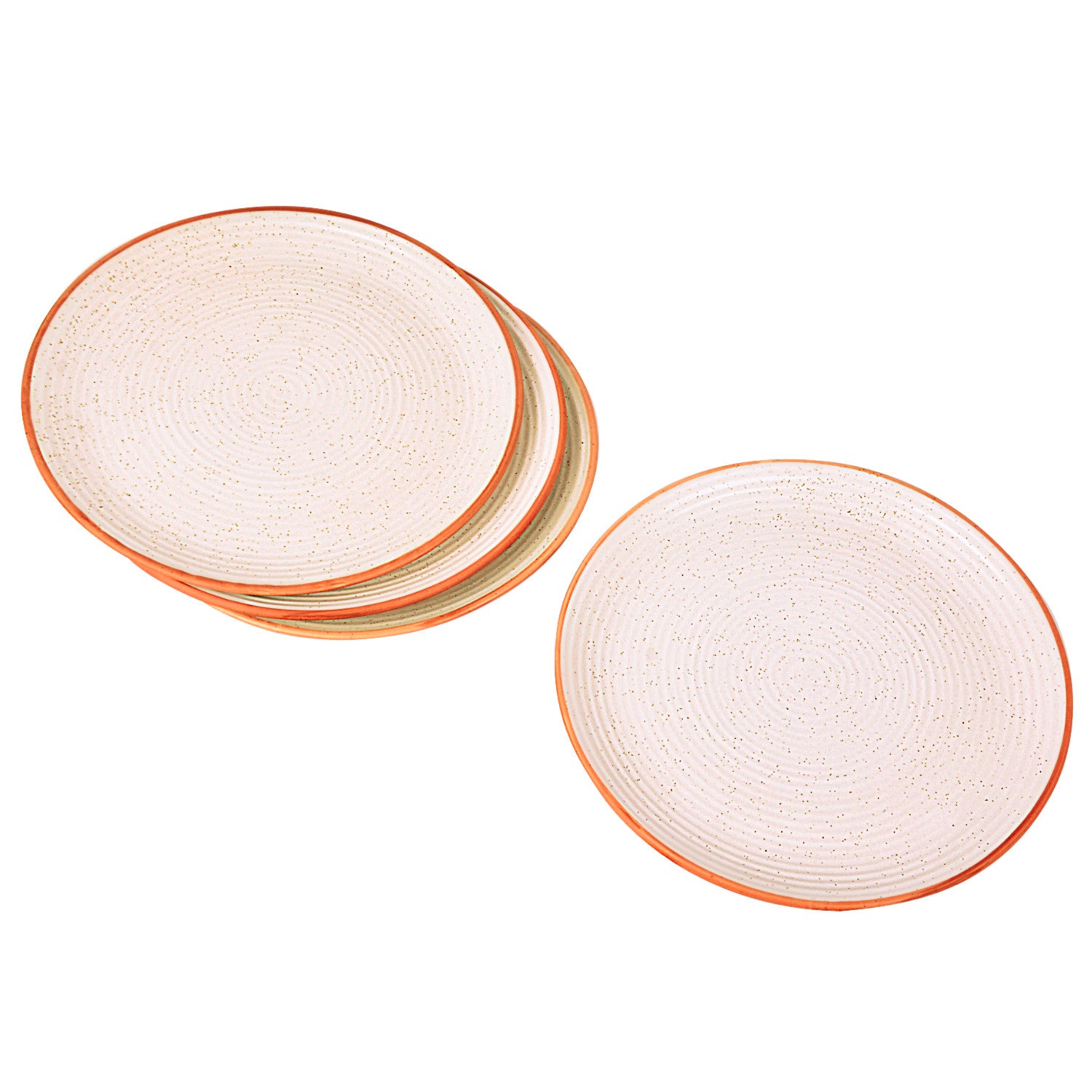 “Fiesta of Hope Collection” Studio Pottery Ribbed Ceramic Dinner Serving Plates (Set of 4, Off White , Diameter – 10 inches) - View 4