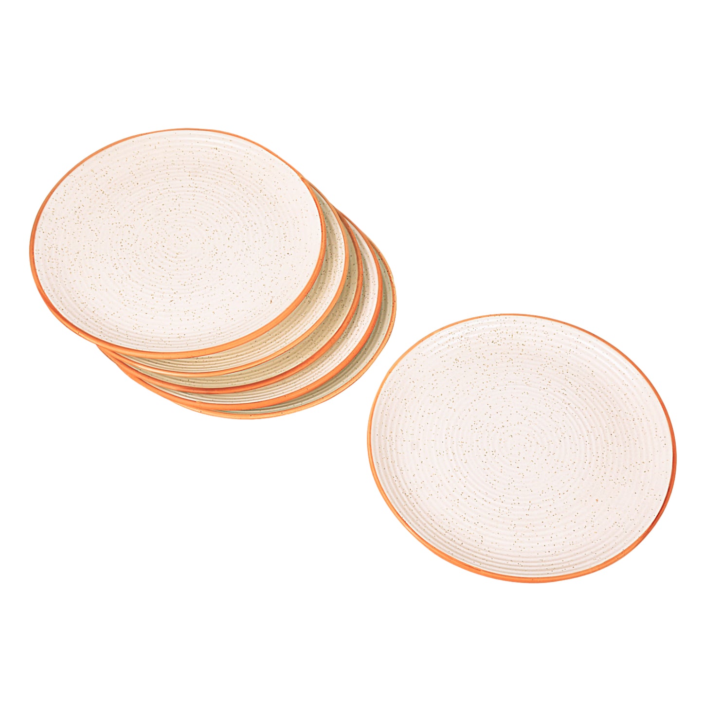“Fiesta of Hope Collection” Studio Pottery Ribbed Ceramic Dinner Serving Plates (Set of 6, Off White , Diameter – 10 inches) - View 3