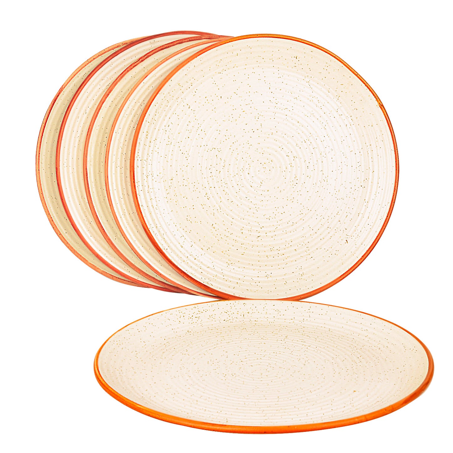 “Fiesta of Hope Collection” Studio Pottery Ribbed Ceramic Dinner Serving Plates (Set of 6, Off White , Diameter – 10 inches) - View 4
