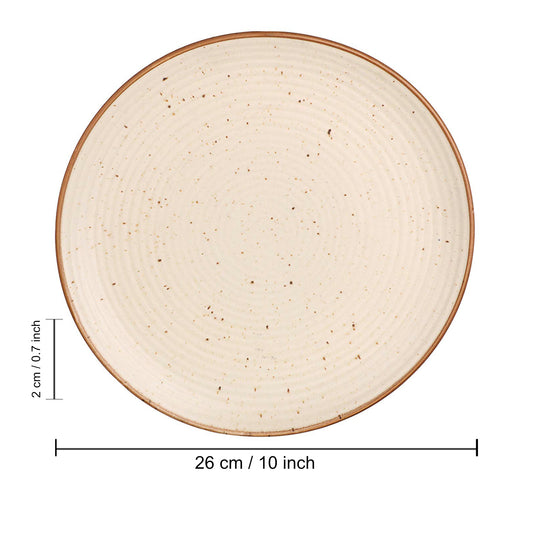 “Fiesta of Hope Collection” Studio Pottery Ribbed Ceramic Dinner Serving Plates (Set of 6, Off White , Diameter – 10 inches) - View 2