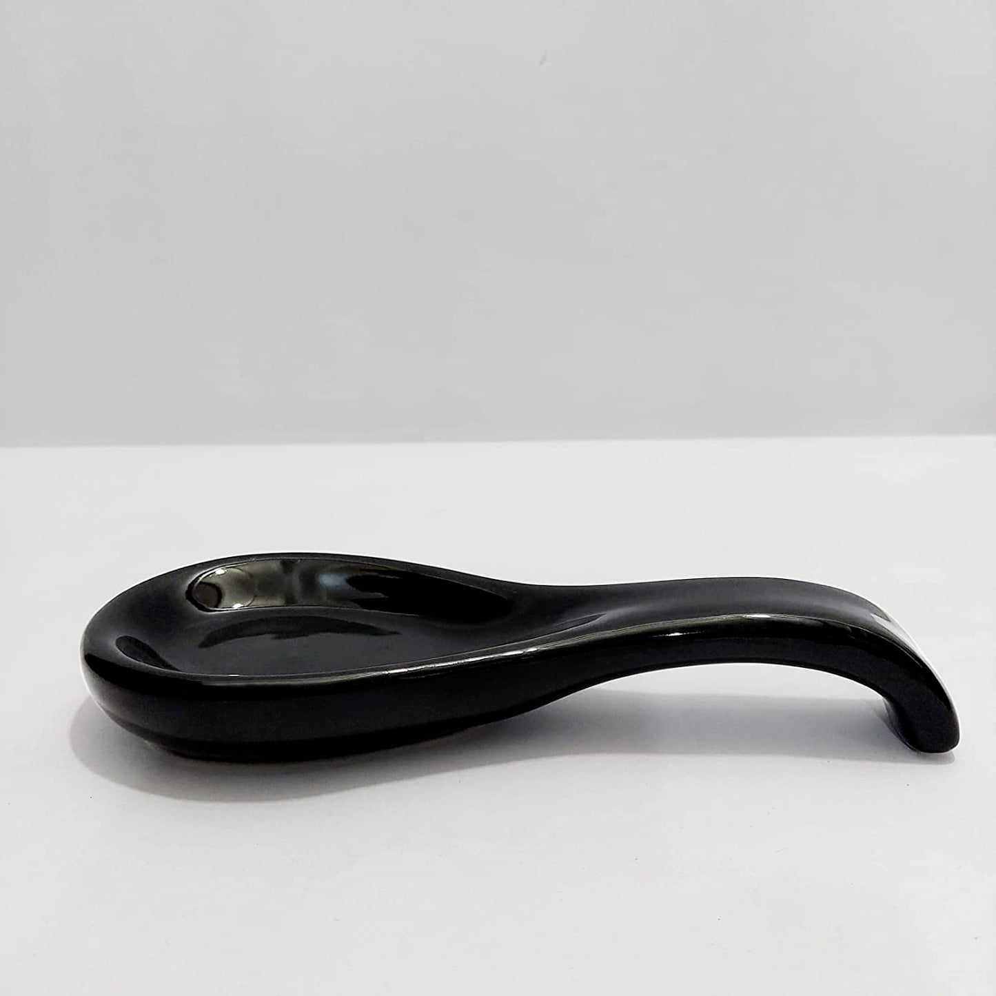 Hand Glazed Ceramic Spoon Rest (Black, Length - 22 cm, Width - 9 cm) - View 3