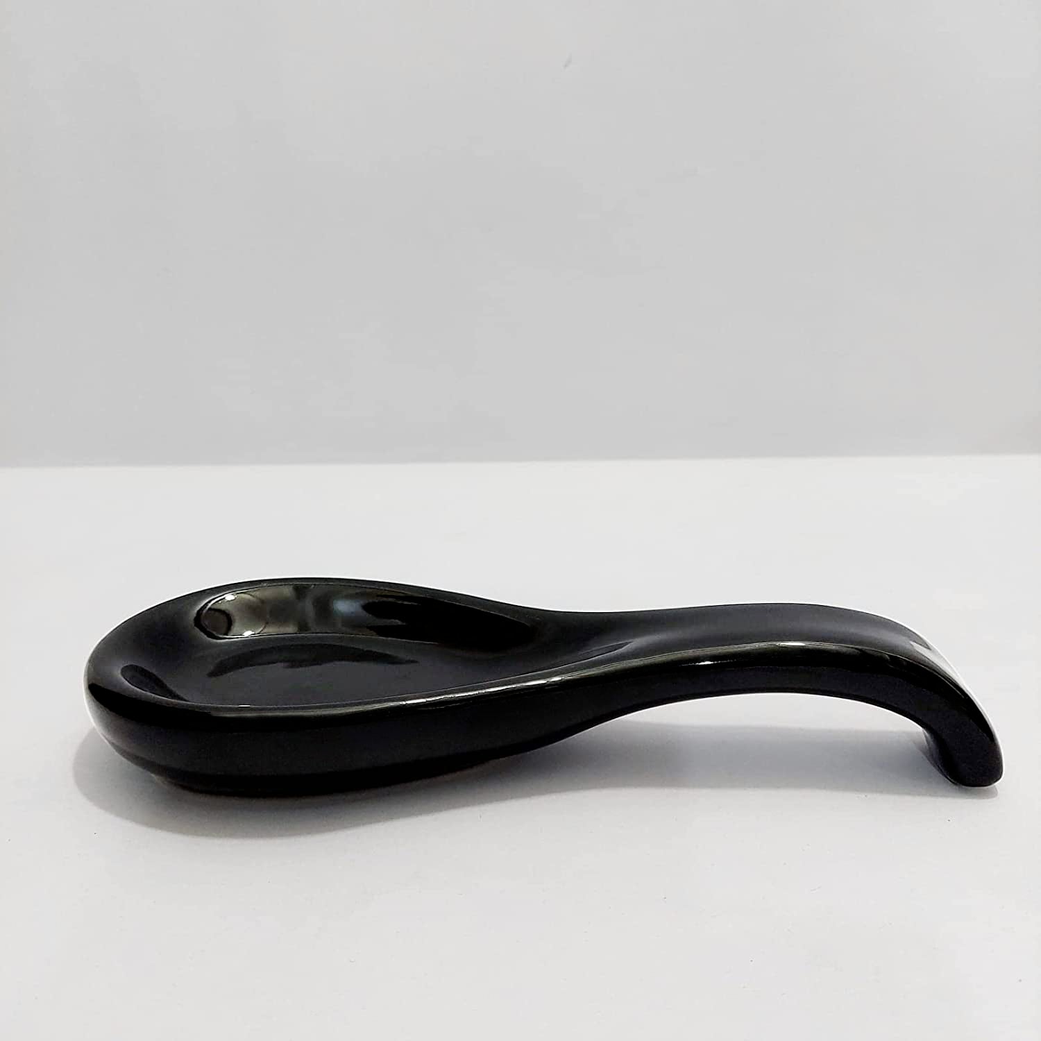 Hand Glazed Ceramic Spoon Rest (Black, Length - 22 cm, Width - 9 cm) - View 3