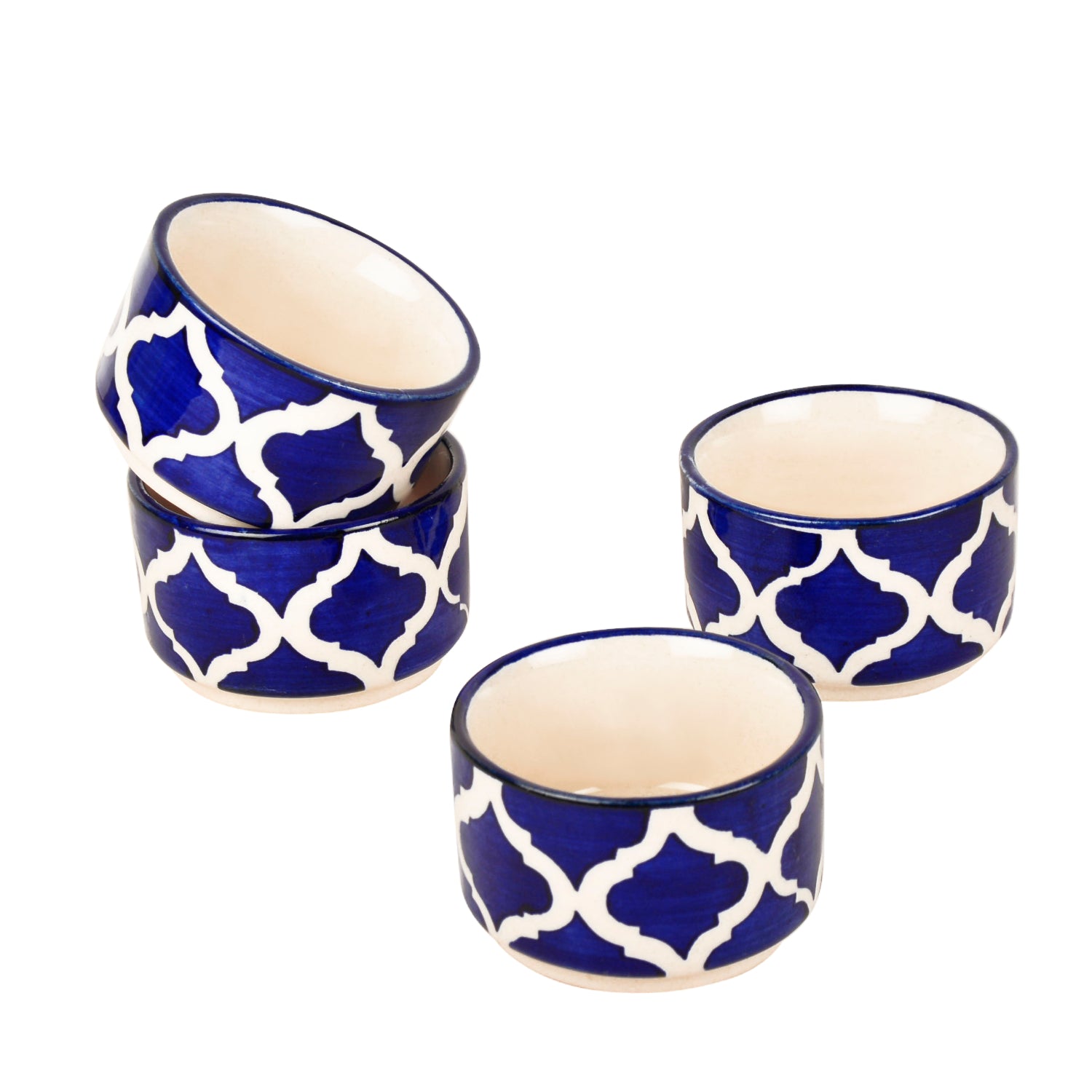 Handpainted Ceramic Dip Bowls (50 ml , Blue , Set of 4) - View 4