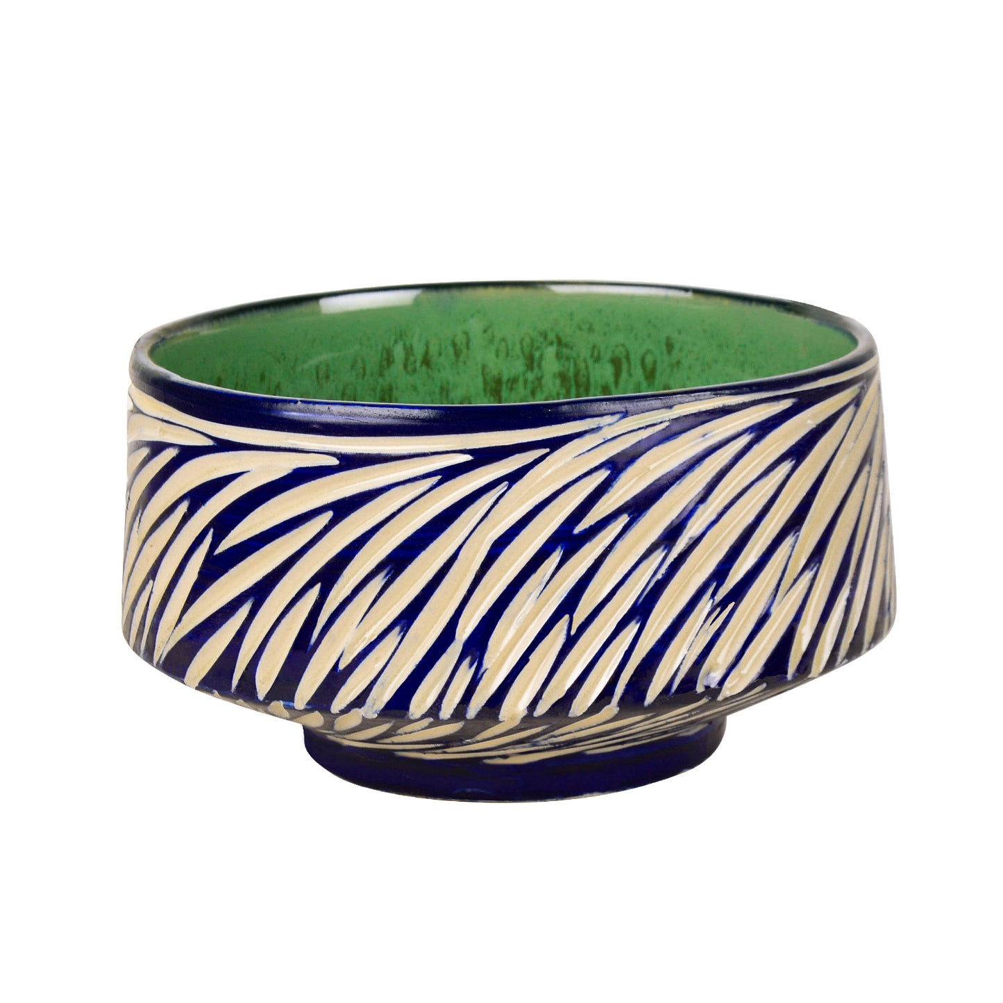 Studio Pottery Ceramic Cutwork Serving Bowl (Blue and Off White , Diameter – 16.5 cm, 1500 ml ) - View 3