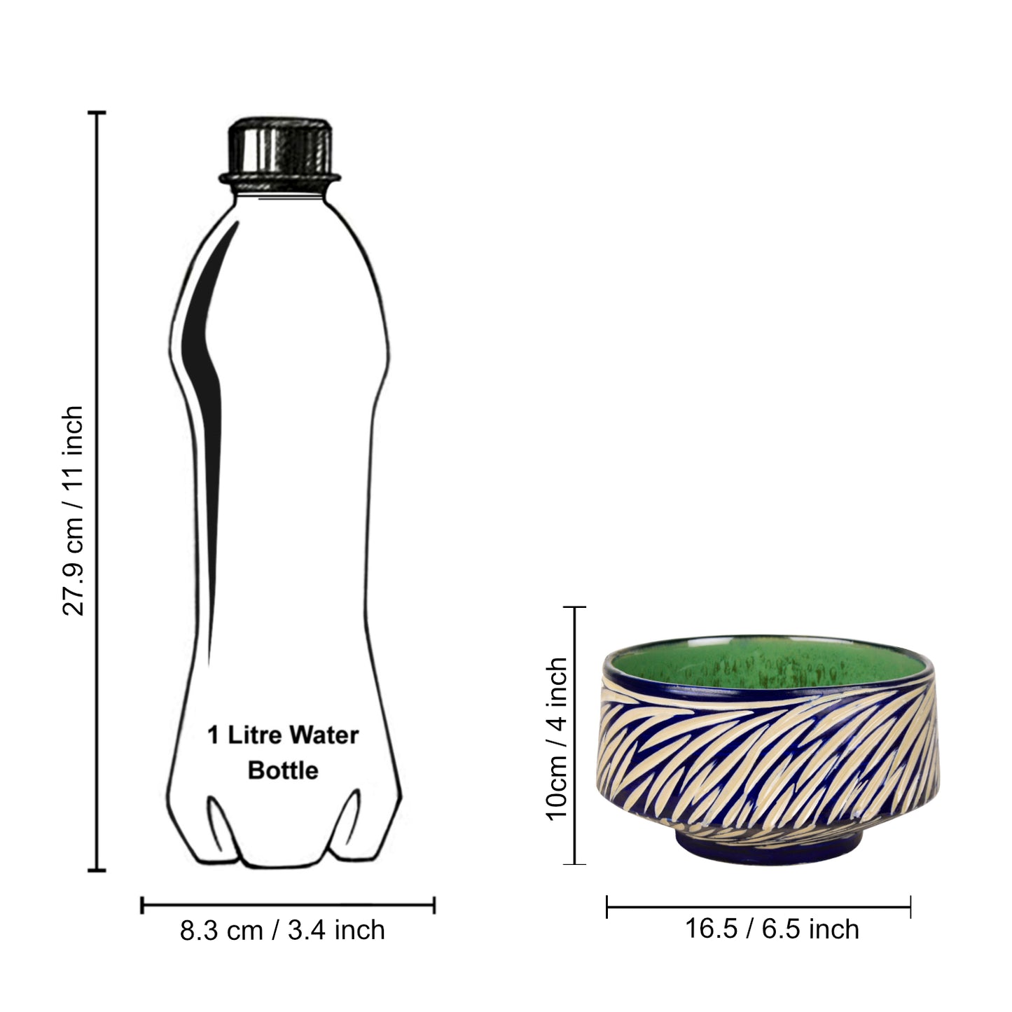 Studio Pottery Ceramic Cutwork Serving Bowl (Blue and Off White , Diameter – 16.5 cm, 1500 ml ) - View 5