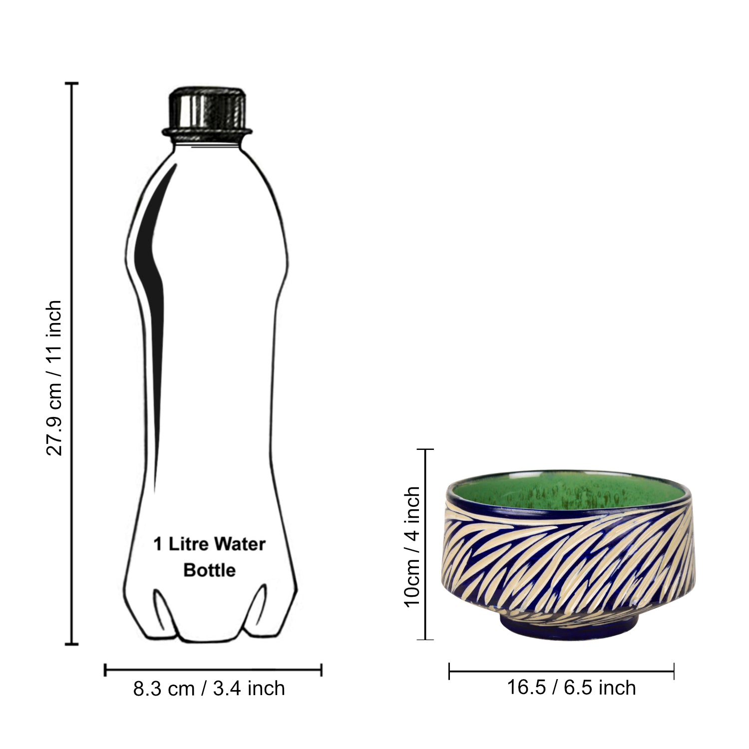 Studio Pottery Ceramic Cutwork Serving Bowl (Blue and Off White , Diameter – 16.5 cm, 1500 ml ) - View 5