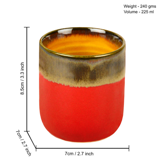 Studio Pottery Glazed Dual Tone Ceramic Glasses (Set of 6, Pink and Brown, 225 ml each) - View 2