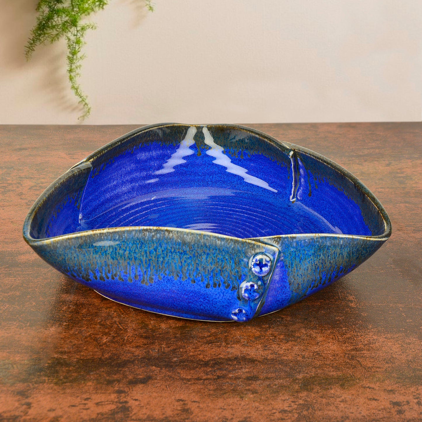 “Luxurious Midnight Blue” Ceramic Serving Bowl (Prussian Blue , 23 cm , 1400 ml) - View 3