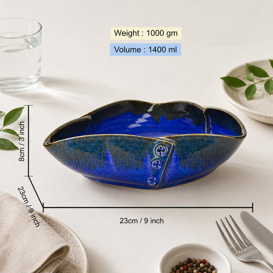 “Luxurious Midnight Blue” Ceramic Serving Bowl (Prussian Blue , 23 cm , 1400 ml)