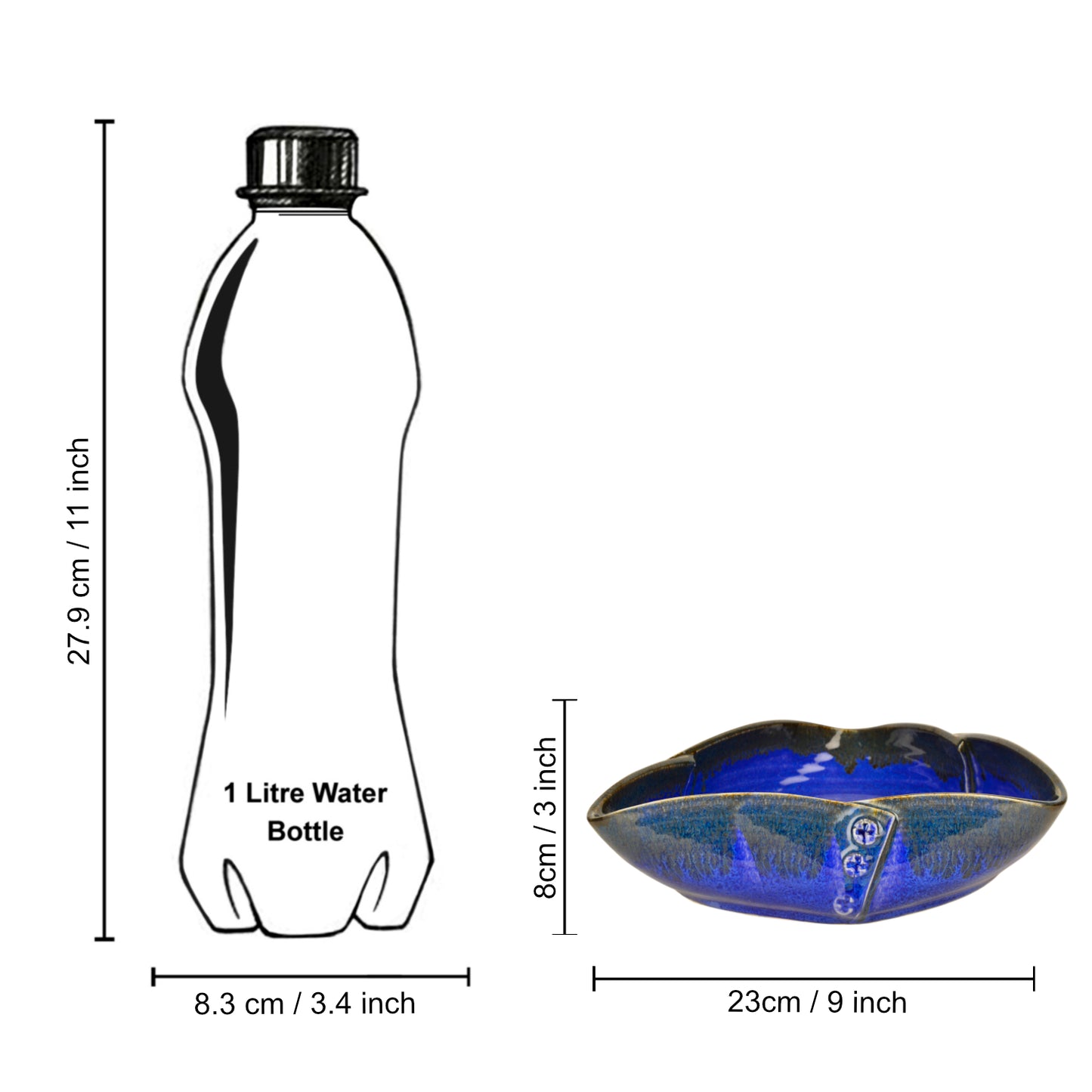 “Luxurious Midnight Blue” Ceramic Serving Bowl (Prussian Blue , 23 cm , 1400 ml) - View 6