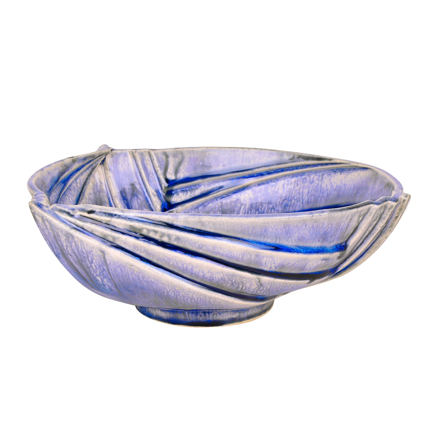 Studio Pottery Ceramic Extra Large Serving Bowl with Cut Design (Blue , 25 cm , 1700 ml) - View 3
